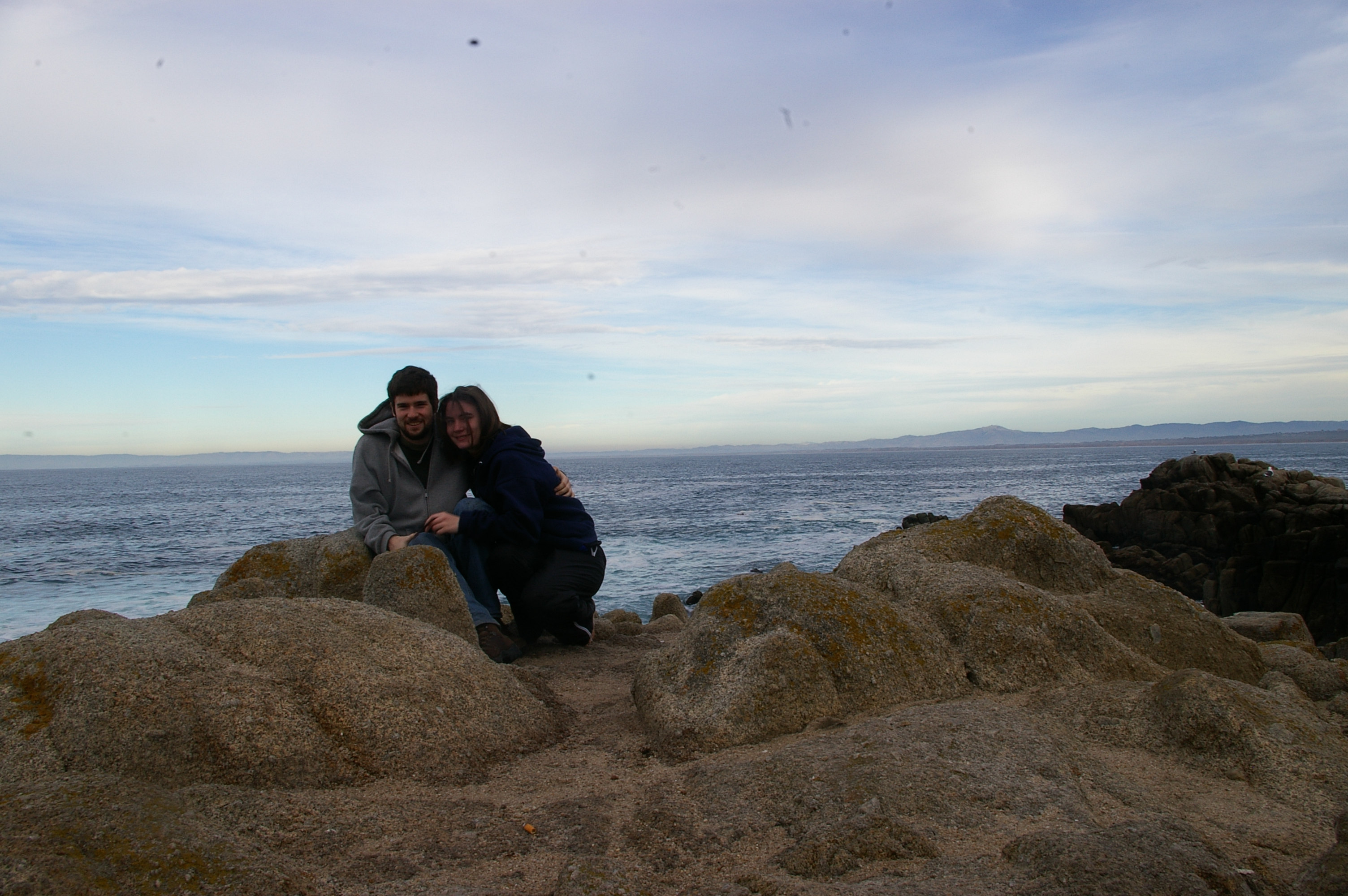 Sitting on the rocks of a bay....